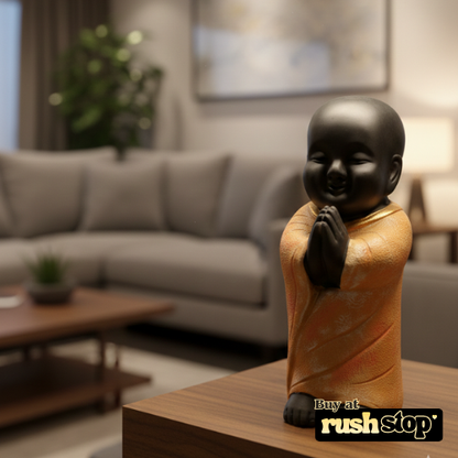 Buy smiling baby Buddha monk resin statue for home decor