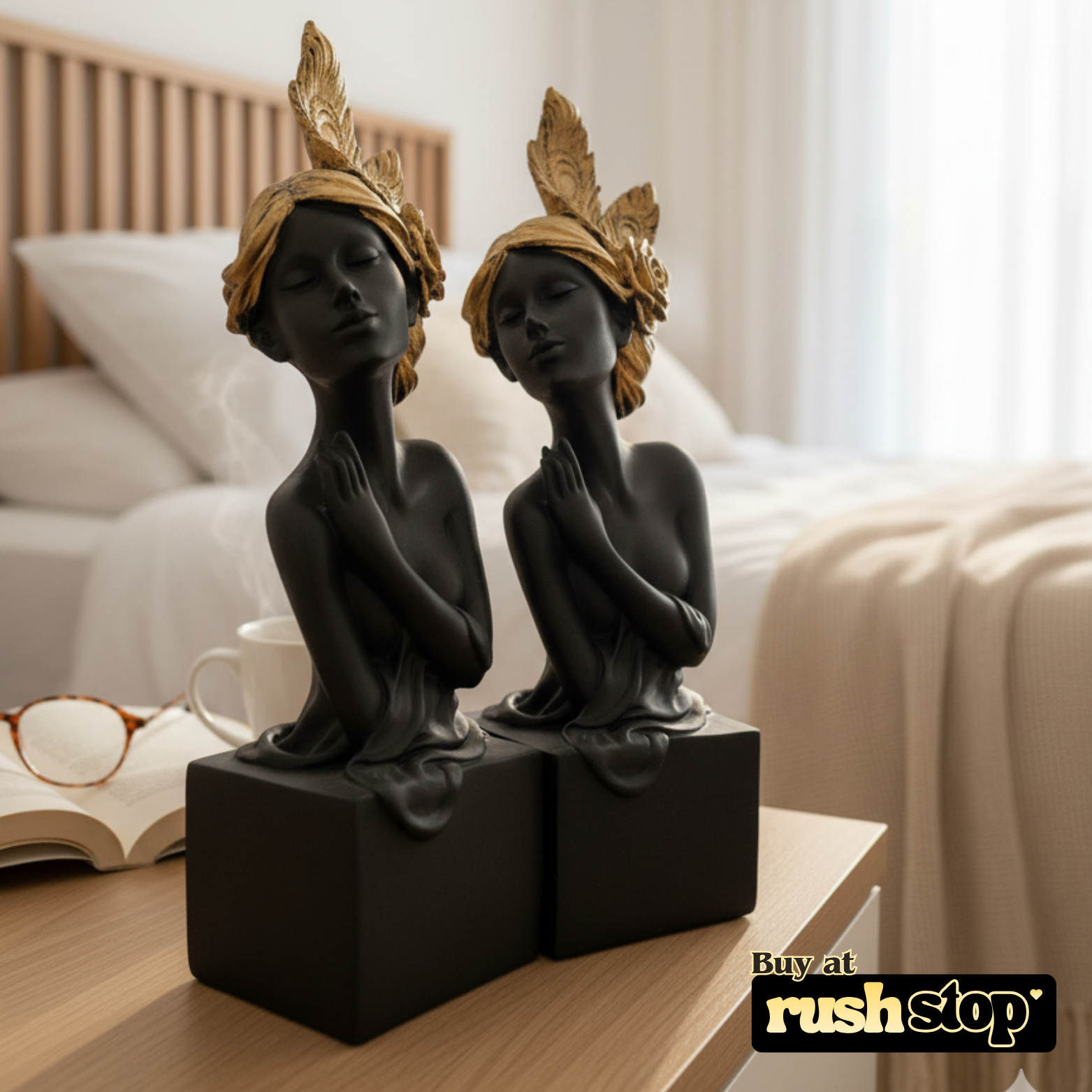 Premium resin decor India gray and golden fairy statue, modern resin figurine, resin home decor – Rush Stop, easy returns decor store.