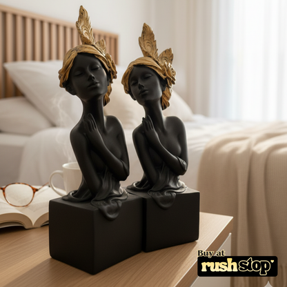 Premium resin decor India gray and golden fairy statue, modern resin figurine, resin home decor – Rush Stop, easy returns decor store.