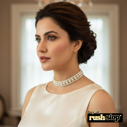 Natural freshwater pearl multi strand choker necklace for elegant styling