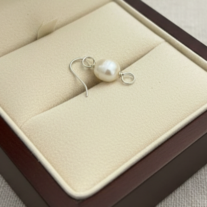 Lustrous natural freshwater pearl drop charm pair