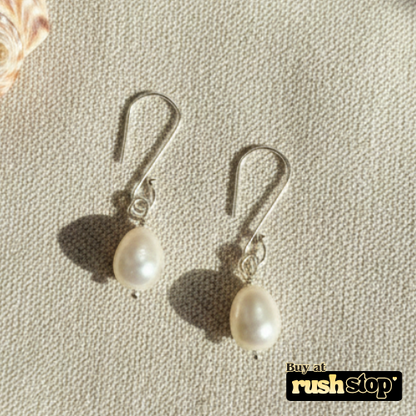 Elegant natural freshwater pearl drop earrings