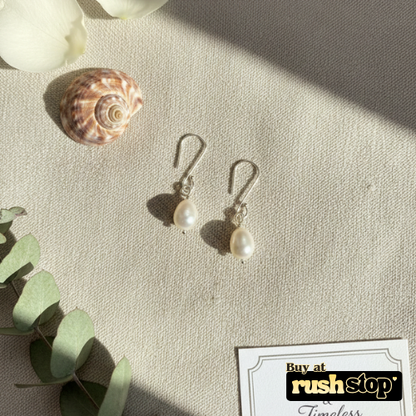 Elegant natural freshwater pearl drop earrings