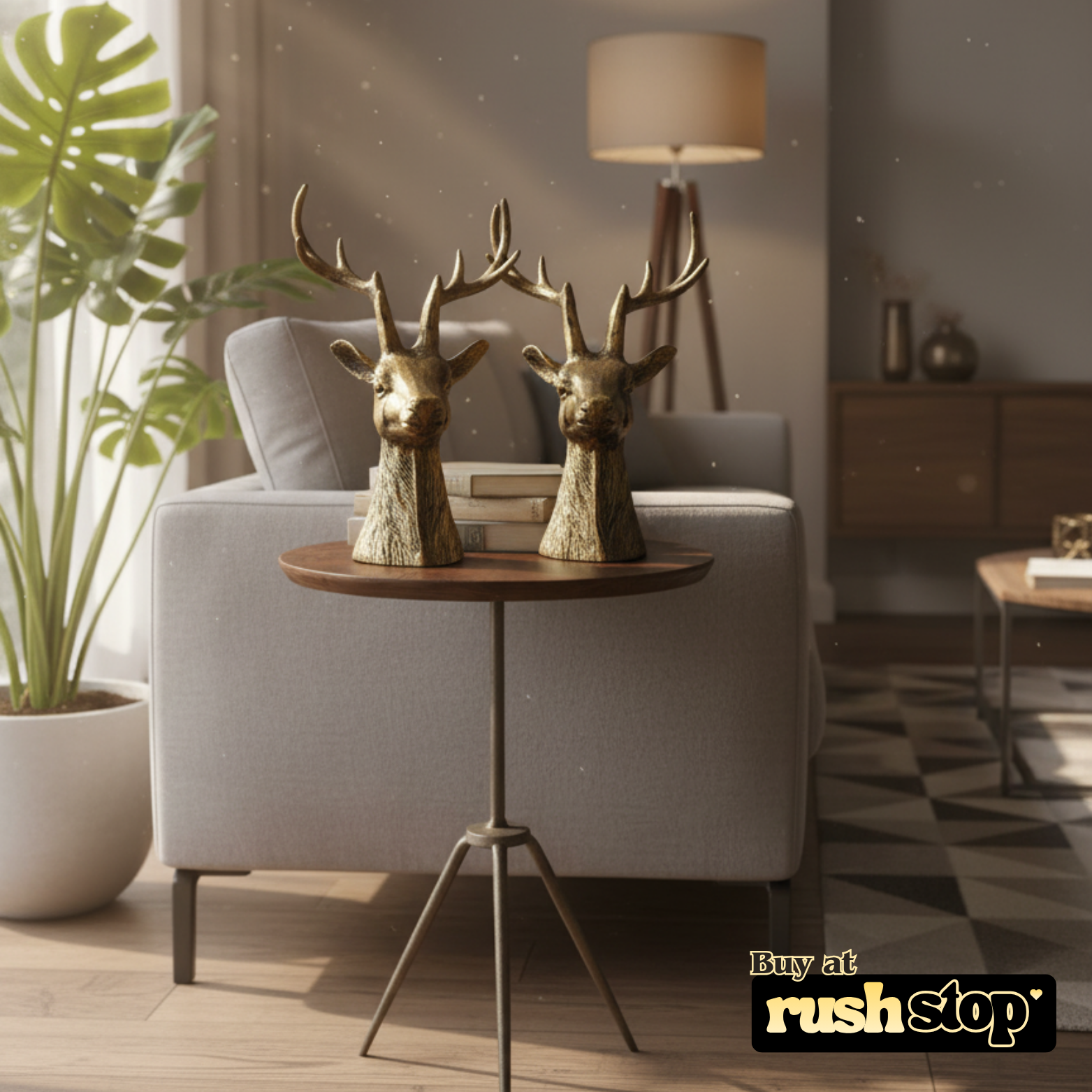 Gharnish deer showpiece, designer resin sculpture, handcrafted decor India, premium resin decor India – Rush Stop, free shipping home decor India.