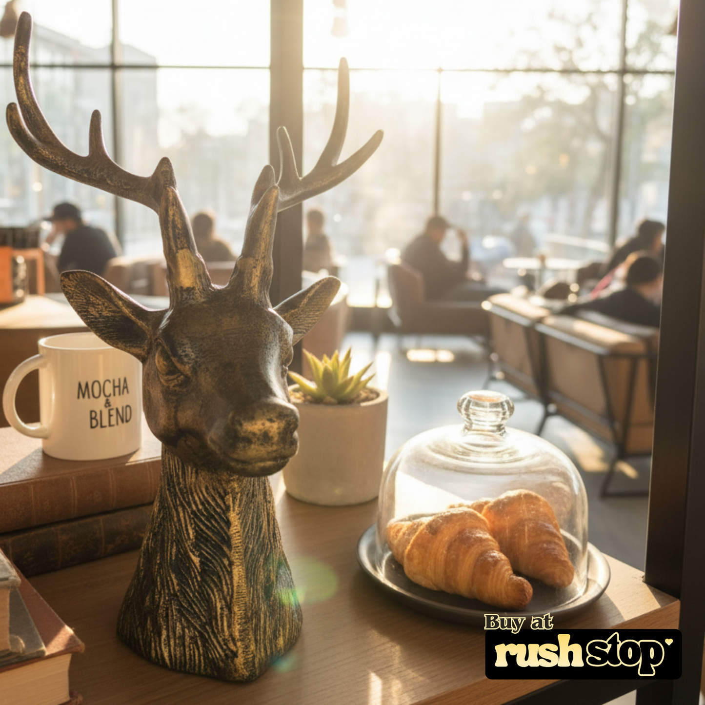 Gharnish deer showpiece, designer resin sculpture, handcrafted decor India, premium resin decor India – Rush Stop, free shipping home decor India.