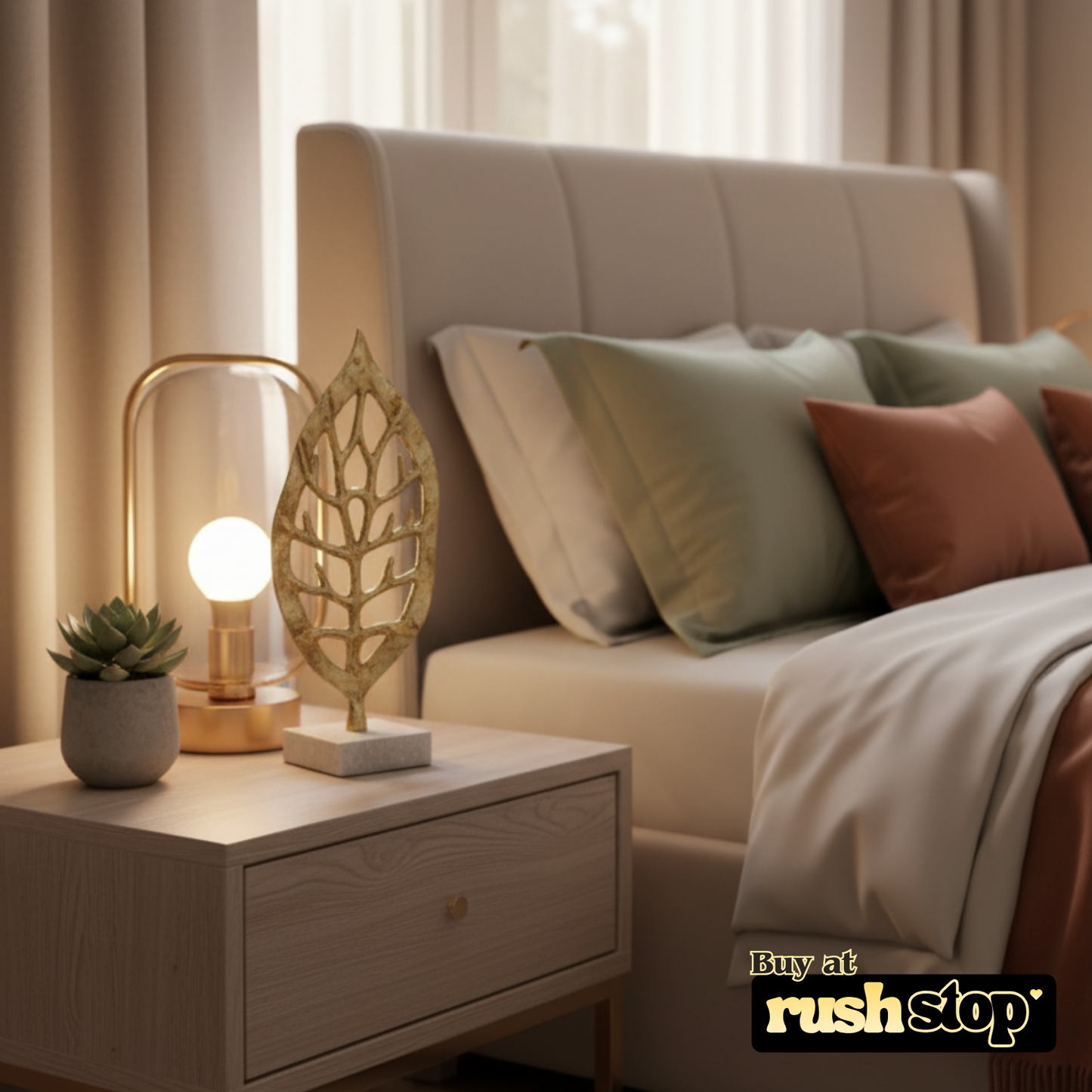 Golden aluminium decorative leaf, designer resin sculpture, handcrafted decor India, premium resin decor India – Rush Stop, free shipping home decor India.