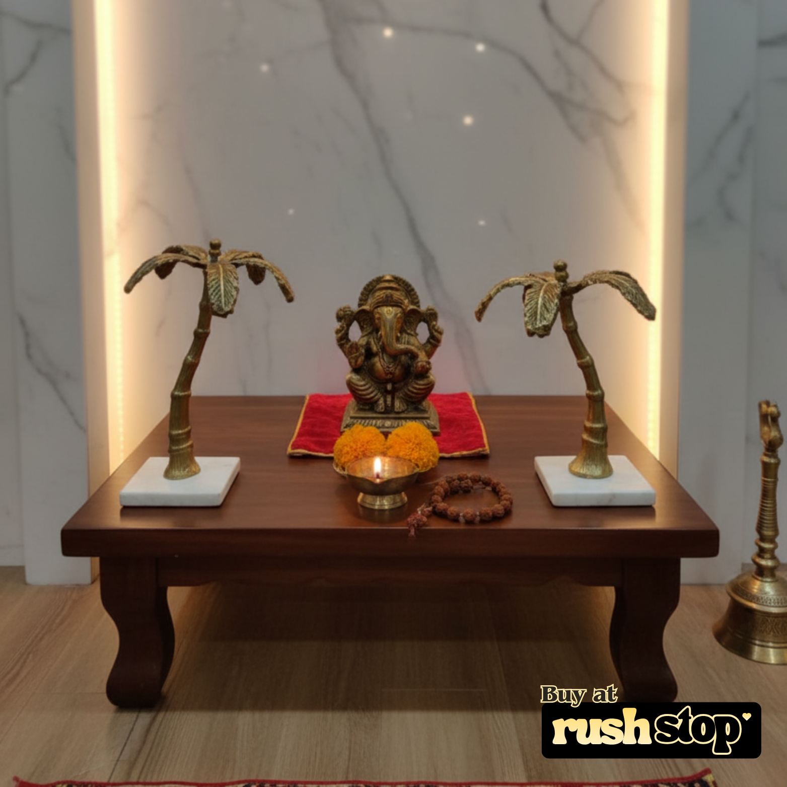 Handcrafted golden palm tree, designer resin sculpture, premium resin decor India – Rush Stop, free shipping home decor India.