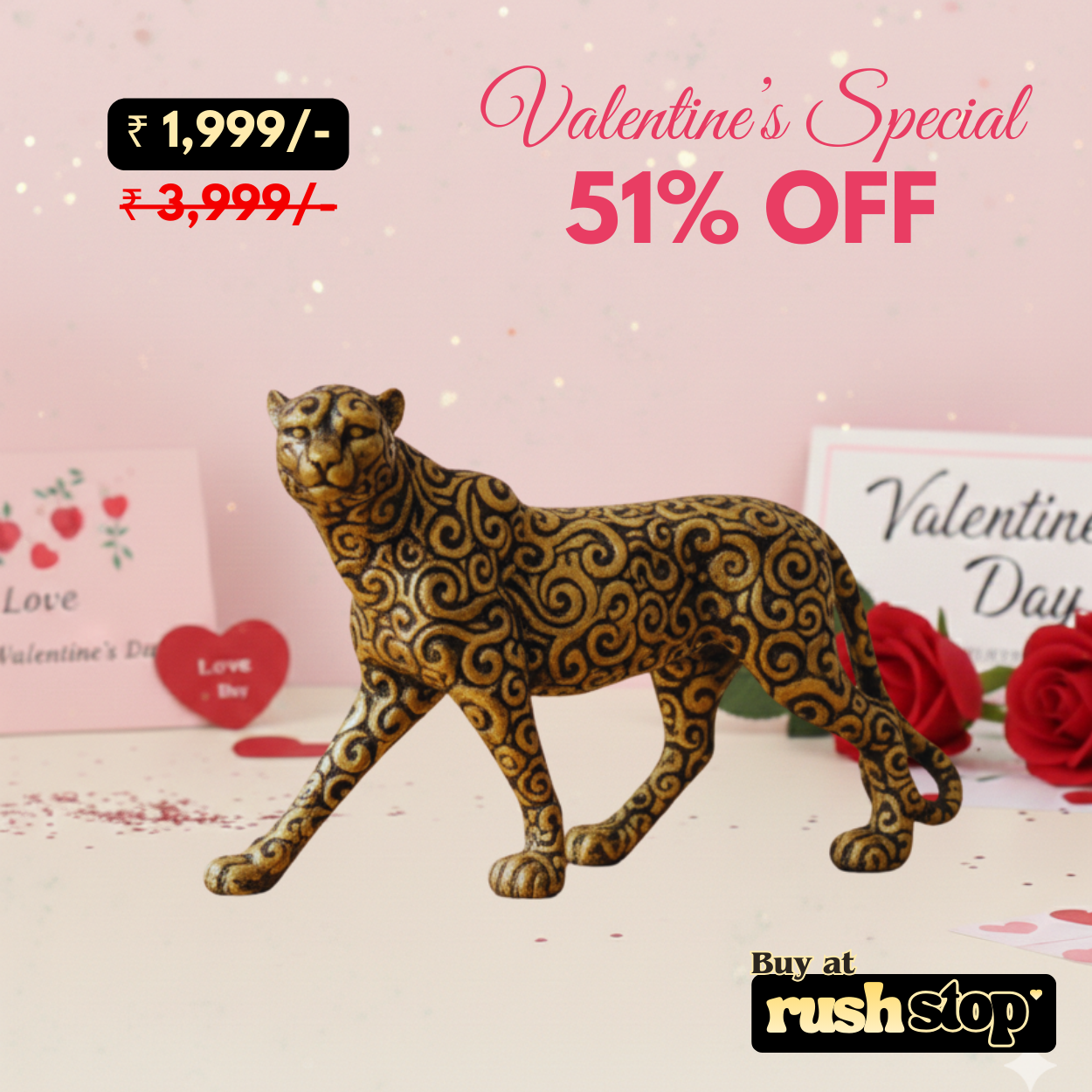 Luxury Golden Panther Figurine Set of 1