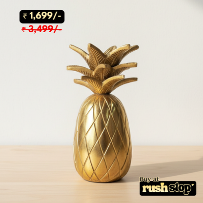 Golden pineapple decorative showpiece with brushed gold finish for modern and glam home decor