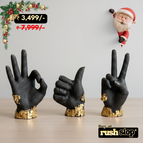 Hand gesture desk statue set modern home decor