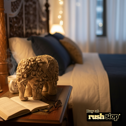 Handcrafted elephant idol showpiece, designer resin sculpture, premium resin decor India – Rush Stop, free shipping home decor India.