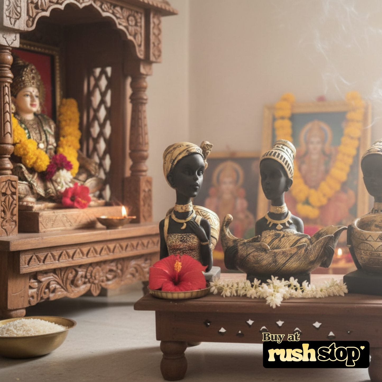African Lady decorative sculpture, luxury resin figurine, handcrafted decor India – Rush Stop, free shipping home decor India.