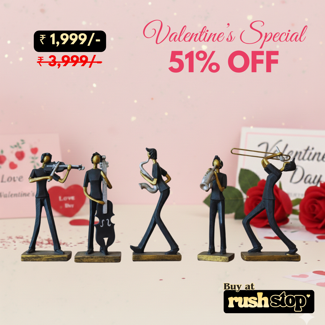 Handcrafted Musician Band Figurine Set of 5