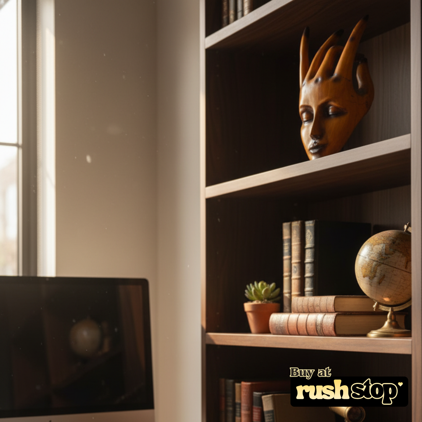 Handcrafted decorative wooden mukhota, designer resin sculpture, premium resin decor India – Rush Stop, free shipping home decor India.