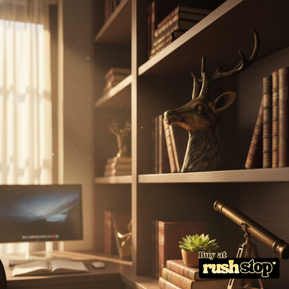 Homesake brass deer head, designer resin sculpture, handcrafted decor India – Rush Stop, free shipping home decor India.