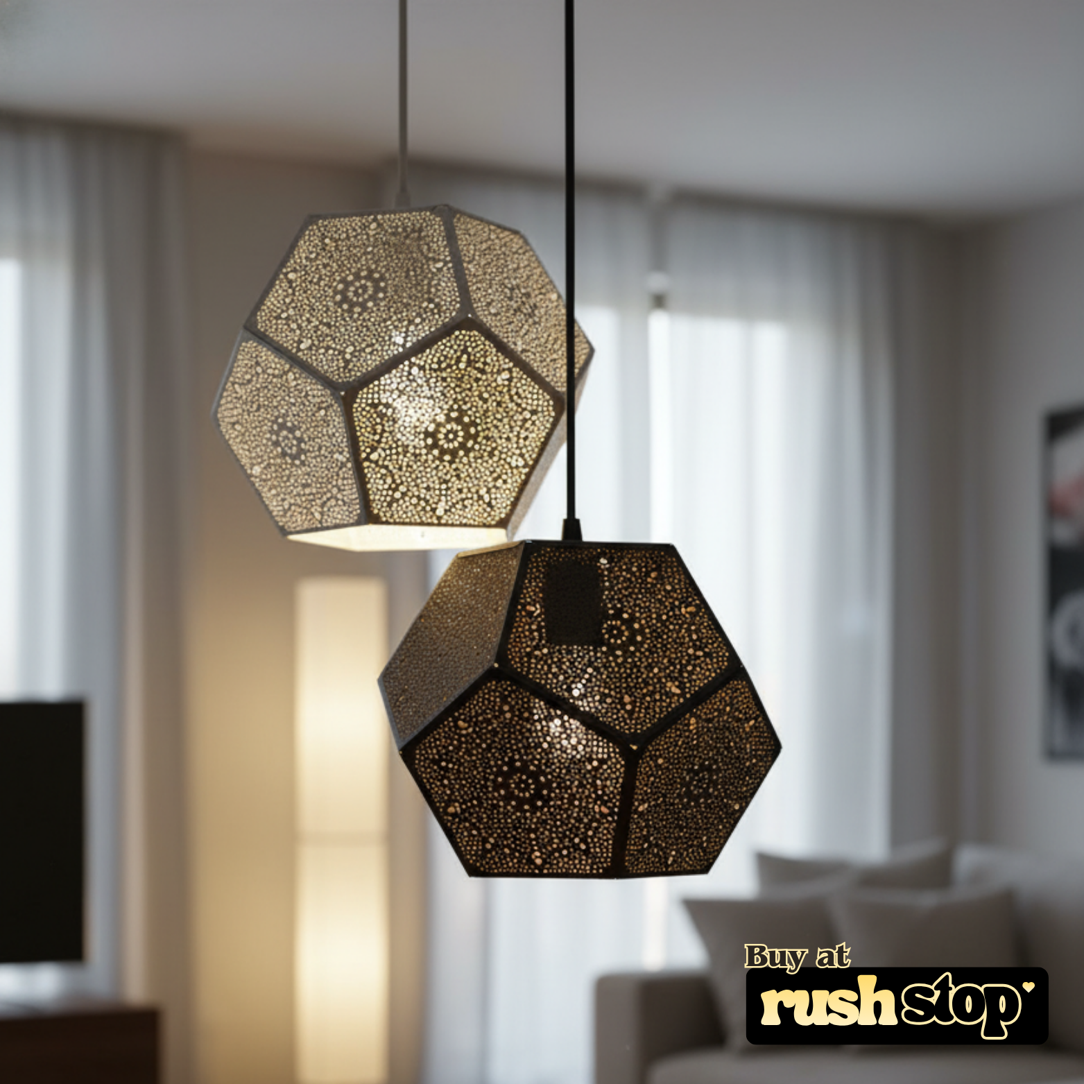 Luxury Moroccan pendant light, designer resin sculpture, handcrafted decor India, premium resin decor India – Rush Stop, free shipping home decor India.