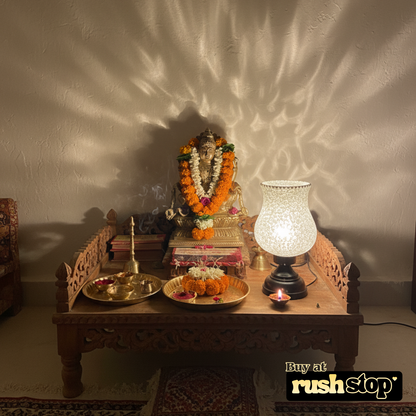 Luxury resin figurine mosaic table lamp, designer resin sculpture, handcrafted decor India – Rush Stop, free shipping home decor India.