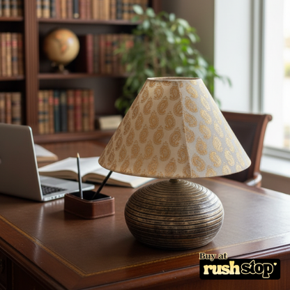 Luxury resin figurine golden table lamp, designer resin sculpture, handcrafted decor India – Rush Stop, free shipping home decor India