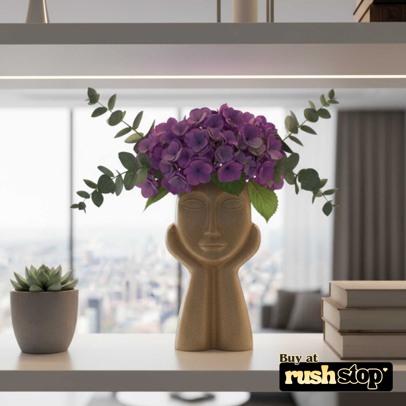 White ceramic mother bust vase, modern resin figurine, handcrafted decor India – Rush Stop, free shipping home decor India.