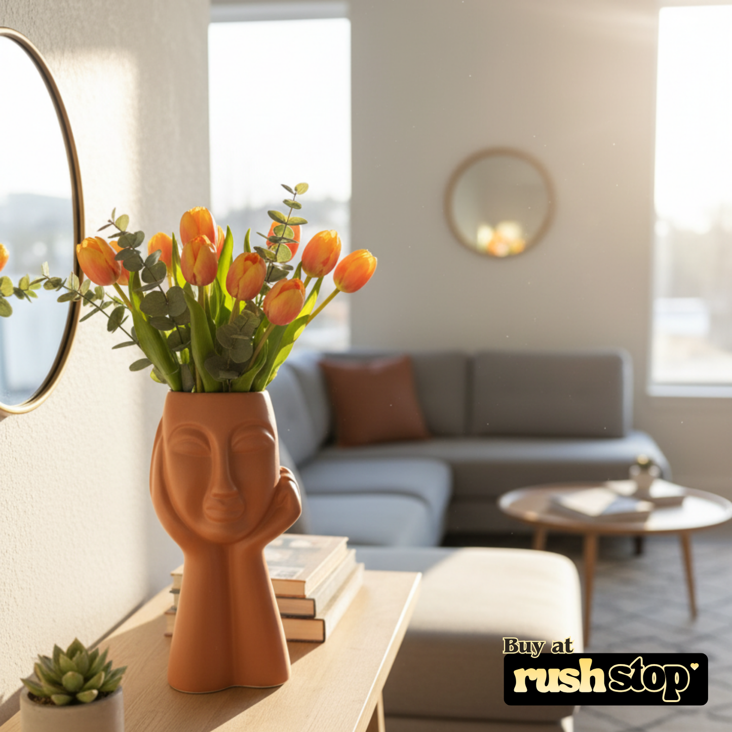 White ceramic mother bust vase, modern resin figurine, handcrafted decor India – Rush Stop, free shipping home decor India.