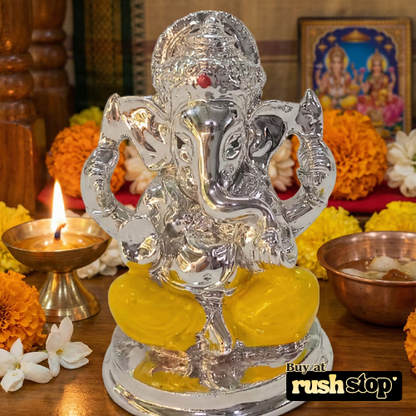 Sacred Silver Plated Finish Resin Ganesha