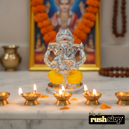 Sacred Silver Plated Finish Resin Ganesha